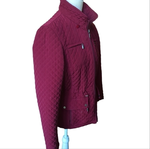 Gallery merlot wine quilted academia warm chic fall zip up barn jacket. Sz S - Picture 3 of 11
